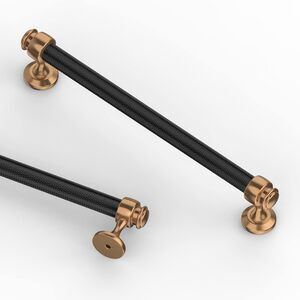 Asidrama (10) 7" Knurled Black & Gold Kitchen Cabinet Handles Pulls Hardware New